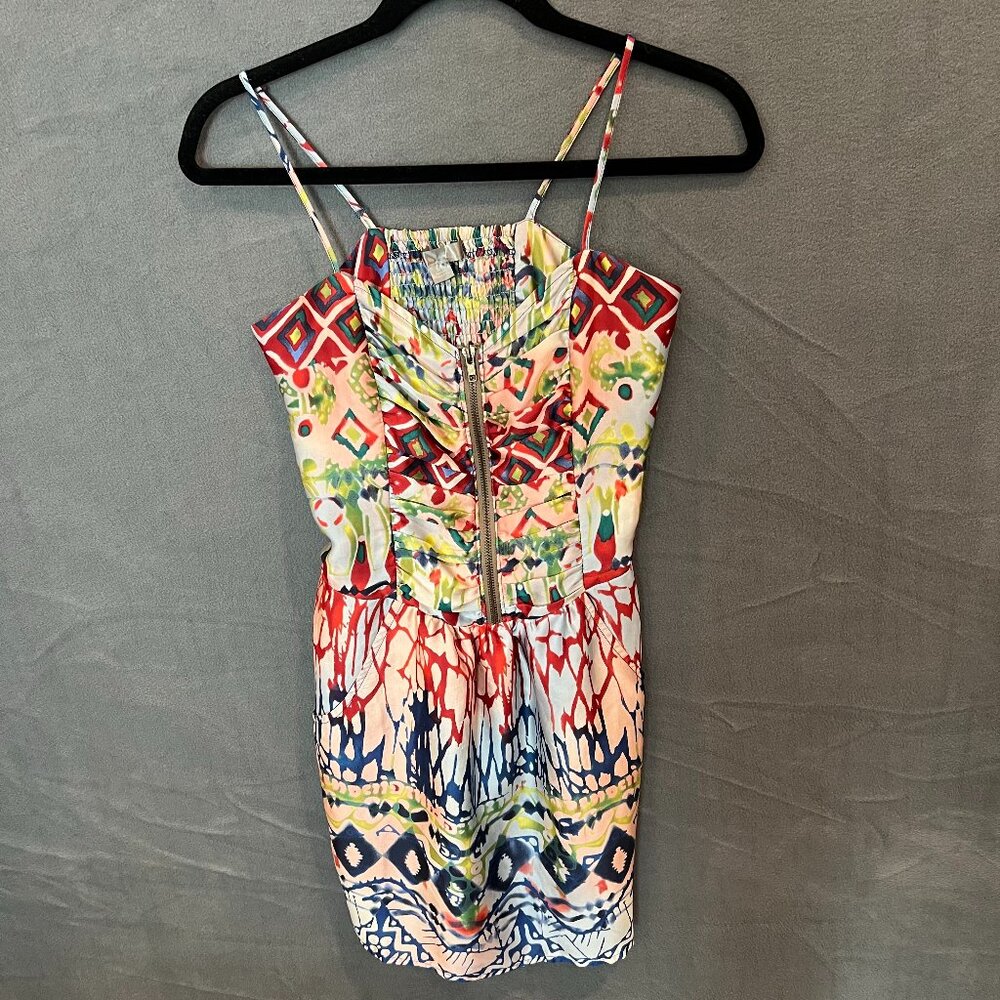 Buckle Daytrip Colorful Tribal Sleeveless Mini Dress Size S smocked bodice